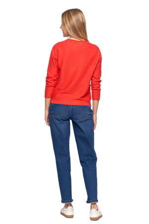 SWETER DAMSKI DZIANINOWY Z WISKOZY LUŹNY KRÓJ WYGODNY MODNY MORAJ