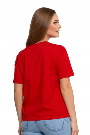 T-SHIRT DAMSKI Gładka Koszulka z Krótkim Rękawem Luźna Bluzka MORAJ 