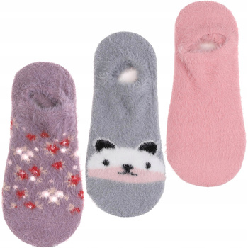 Skarpetki Niskie Stopki Ciepłe Balerinki z ABS Futrzane MORAJ 3 pary