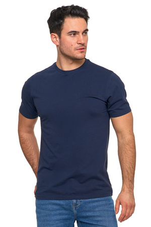 T-Shirt Koszulka Klasyczna Męska Bawełna Krótki Rękaw Granatowa MORAJ 