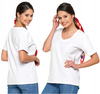 T-Shirt Damski Bawełna PREMIUM Luźna Koszulka Wygodna Dekolt V MORAJ