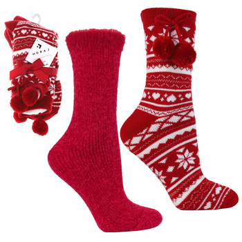 Ciepłe Skarpetki Damskie Długie Skarpety PREZENT Zimowy MORAJ 2-PAK