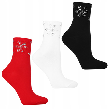 ŚWIĄTECZNE SKARPETKI DAMSKIE ŚNIEŻYNKI SKARPETY NA ŚWIĘTA 3-PAK MORAJ