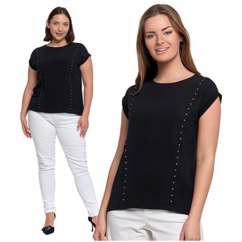 Elegancka Bluzka Damska z Dekoracyjnymi Dżetami Modna Koszulka MORAJ