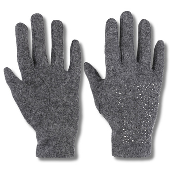 CIEPŁE RĘKAWICZKI DAMSKIE NA ZIMĘ Z WEŁNĄ I KRYSZTAŁKAMI ELEGANCKIE MORAJ