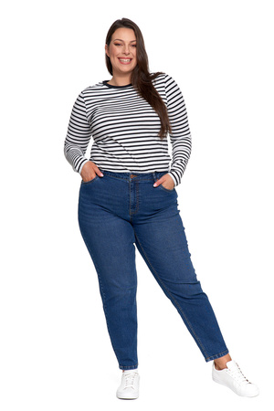 SPODNIE MOM FIT JEANSOWE DAMSKIE WYSOKI STAN LUŹNE MODNE JEANSY MORAJ