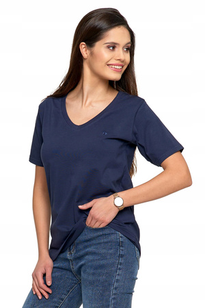 T-Shirt Damski Bawełna PREMIUM Luźna Koszulka Wygodna Dekolt V MORAJ 
