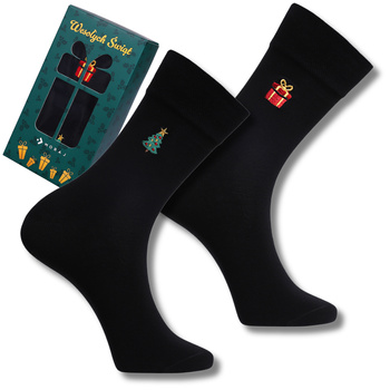 ŚWIĄTECZNE SKAEPETY MĘSKIE SKARPETKI Z HAFTEM NA PREZENT MORAJ 2-PAK