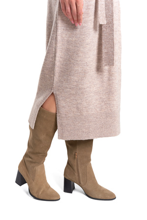 CIEPŁA SUKIENKA DŁUGA DZIANINOWA SUKNIA Z GOLFEM WYGODNA MORAJ