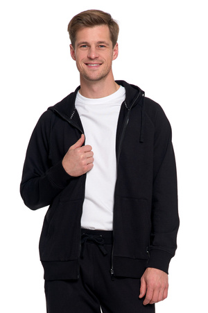 BLUZA MĘSKA KLASYCZNA ROZPINANA GŁADKA Z KAPTUREM WYGODNA MORAJ