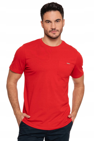 T-Shirt Męski Gładki Klasyczny Bawełniany Krótki Rękaw Kieszonka MORAJ 