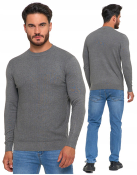 Sweter Męski Elegancki Modny Okrągły Dekolt Klasyczny Wiskoza MORAJ