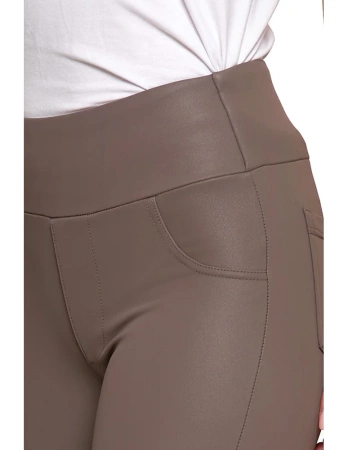 Eleganckie LEGGINSY DAMSKIE GETRY w stylu skórzanym Wysoki Stan MORAJ 