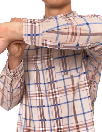 SZTRUKSOWA KOSZULA MĘSKA 100% BAWEŁNA W KRATĘ DŁUGI RĘKAW WYGODNA MORAJ