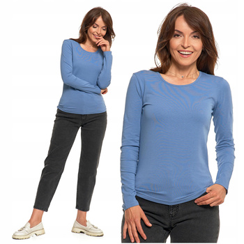 BLUZKA DAMSKA T-SHIRT NA DŁUGI RĘKAW GŁADKA KOSZULKA KLASYCZNA MORAJ