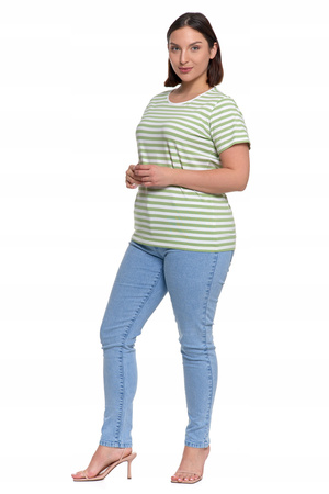 T-SHIRT DAMSKI w Paski Luźna Koszulka Bluzka z Krótkim Rękawem MORAJ 