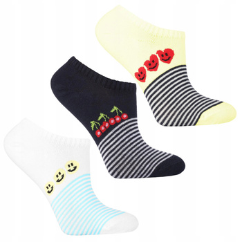 Stopki Skarpetki Damskie Bawełniane Kolorowe Paski 3 PAK MORAJ