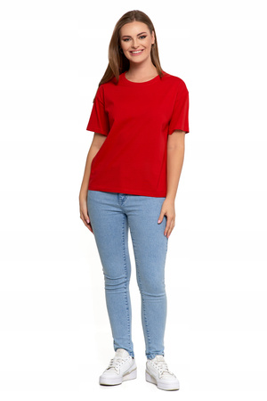 T-SHIRT DAMSKI Gładka Koszulka z Krótkim Rękawem Luźna Bluzka MORAJ 
