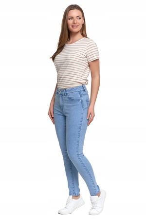 Jeansy Spodnie Damskie Rurki z Wysokim Stanem Klasyczne Skinny MORAJ 