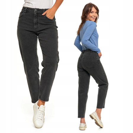 Spodnie Mom Fit Jeansowe Damskie z Wysokim Stanem Luźne Jeansy MORAJ 