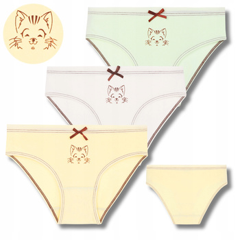 Kolorowe MAJTKI DZIEWCZĘCE Z KOTKIEM Figi Dziecięce MORAJ 3-szt.