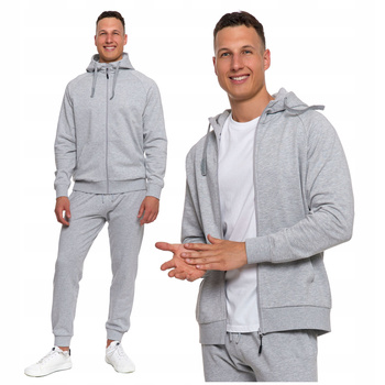 BLUZA MĘSKA Dresowa Rozpinana z Kapturem Gładka z Kieszeniami MORAJ