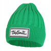 CZAPKA DAMSKA ZIMOWA CIEPŁA GRUBE PRĄŻKI MODNA BEANIE Z NASZYWKĄ MORAJ