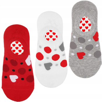 Skarpetki Damskie Niskie Stopki Balerinki w Serduszka MORAJ 3 pary