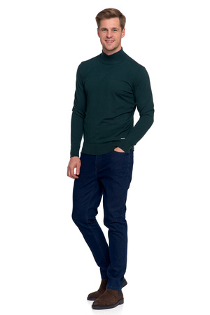 ELEGANCKI SWETER MĘSKI PÓŁGOLF KLASYCZNY GŁADKI MODNY DOPASOWANY MORAJ