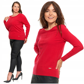 Czerwony Sweter Damski Lekki Sweterek na Jesień Elegancki MORAJ