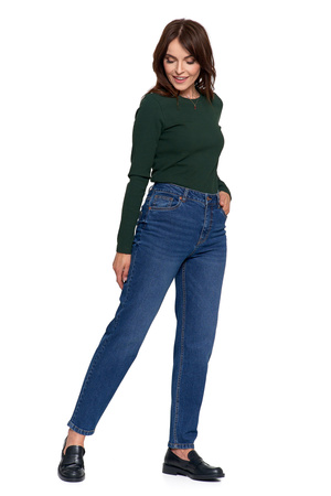 SPODNIE MOM FIT JEANSOWE DAMSKIE WYSOKI STAN LUŹNE MODNE JEANSY MORAJ