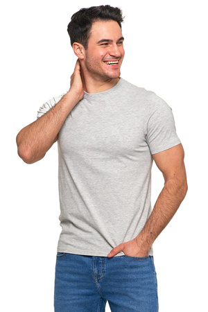 T-Shirt Koszulka Klasyczna Męska Bawełniana Krótki Rękaw Szara MORAJ 
