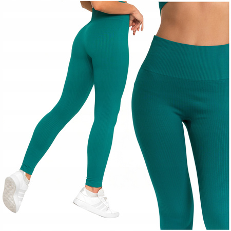 Legginsy Damskie Sportowe Wysoki Stan Kryjące Prążkowane Wygodne MORAJ