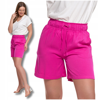 KRÓTKIE SPODENKI Szorty Damskie z Wysokim Stanem Wiązane Różowe MORAJ