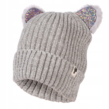 Dziewczęca czapka z uszkami kotka ciepła MORAJ