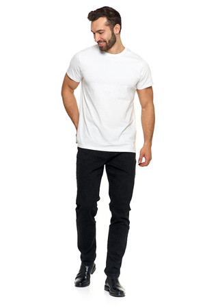 T-Shirt Męski Koszulka Krótki Rękaw Biała PREMIUM Bawełna czesana MORAJ 