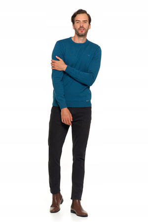 Elegancki SWETER MĘSKI Bawełniany z Okrągłym Dekoltem Ciepły MORAJ 
