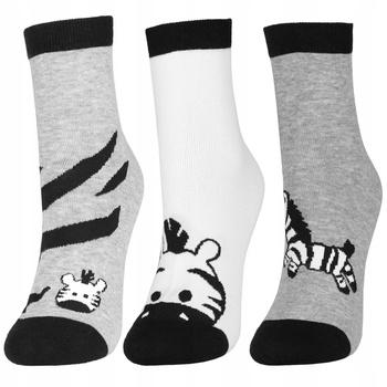 Skarpetki Damskie za Kostkę Zebra Skarpety Bawełniane 3-pary MORAJ