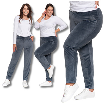 WELUROWE SPODNIE DAMSKIE WYSOKI STAN PROSTA NOGAWKA WYGODNE MORAJ