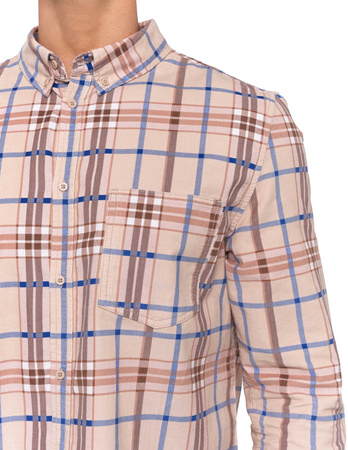 SZTRUKSOWA KOSZULA MĘSKA 100% BAWEŁNA W KRATĘ DŁUGI RĘKAW WYGODNA MORAJ