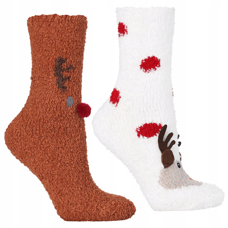 Ciepłe SKARPETY ŚWIĄTECZNE Renifery PREZENT NA ŚWIĘTA MORAJ 2-PAK