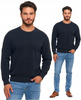 SWETER MĘSKI SWETER BAWEŁNIANY Z DEKOLTEM OKRĄGŁYM GRANATOWY BAWEŁNA 