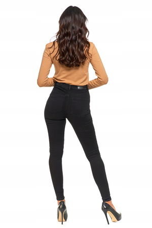Jeansy Spodnie Damskie Rurki Wysoki Stan Klasyczne Skinny Czarne MORAJ