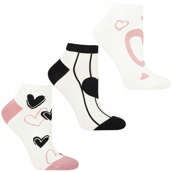 Skarpetki Damskie Stopki MORAJ Niskie Skarpety Serca Kolorowe 3-PAK
