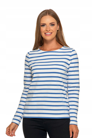 BLUZKA DAMSKA W PASKI Koszulka T-Shirt Na Długi Rękaw Bawełniany MORAJ