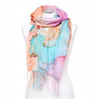 Szal Damski Duży z Frędzlami Gładki Kolorowy Modny Wiosenny Szalik MORAJ