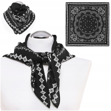 Duża BANDANKA Damska Czarna Chusta Apaszka na Szyję Chustka na Włosy MORAJ