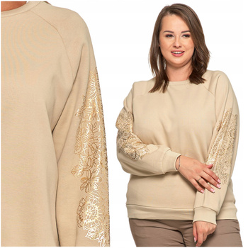 Ciepła BLUZA DAMSKA Złoty Nadruk Bez Kaptura Klasyczna Wygodna MORAJ