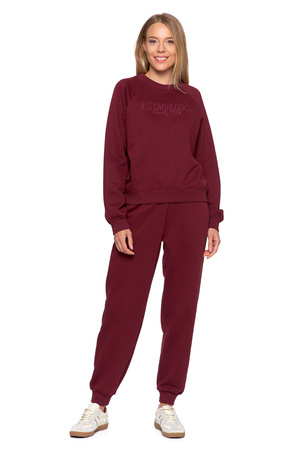 DRES DAMSKI SPODNIE KLASYCZNE WYSOKI STAN OCIEPLANA BLUZA Z HAFTEM MORAJ 