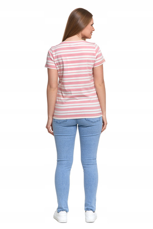 T-SHIRT DAMSKI w Paski Luźna Koszulka Bluzka z Krótkim Rękawem MORAJ 